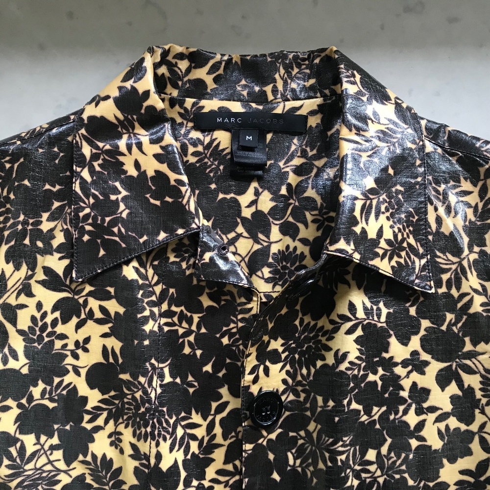 Marc Jacobs Floral Print Coated Cotton Raincoat Trench ~ M